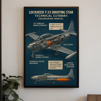 Lockheed T-33 Shooting Star Technical Cutaway Poster PosterGoat