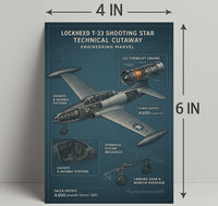 Lockheed T-33 Shooting Star Technical Cutaway Poster PosterGoat