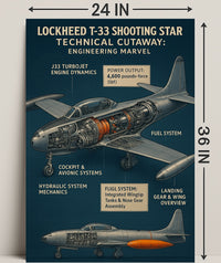 Lockheed T-33 Shooting Star Technical Cutaway Poster PosterGoat