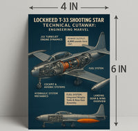 Lockheed T-33 Shooting Star Technical Cutaway Poster PosterGoat