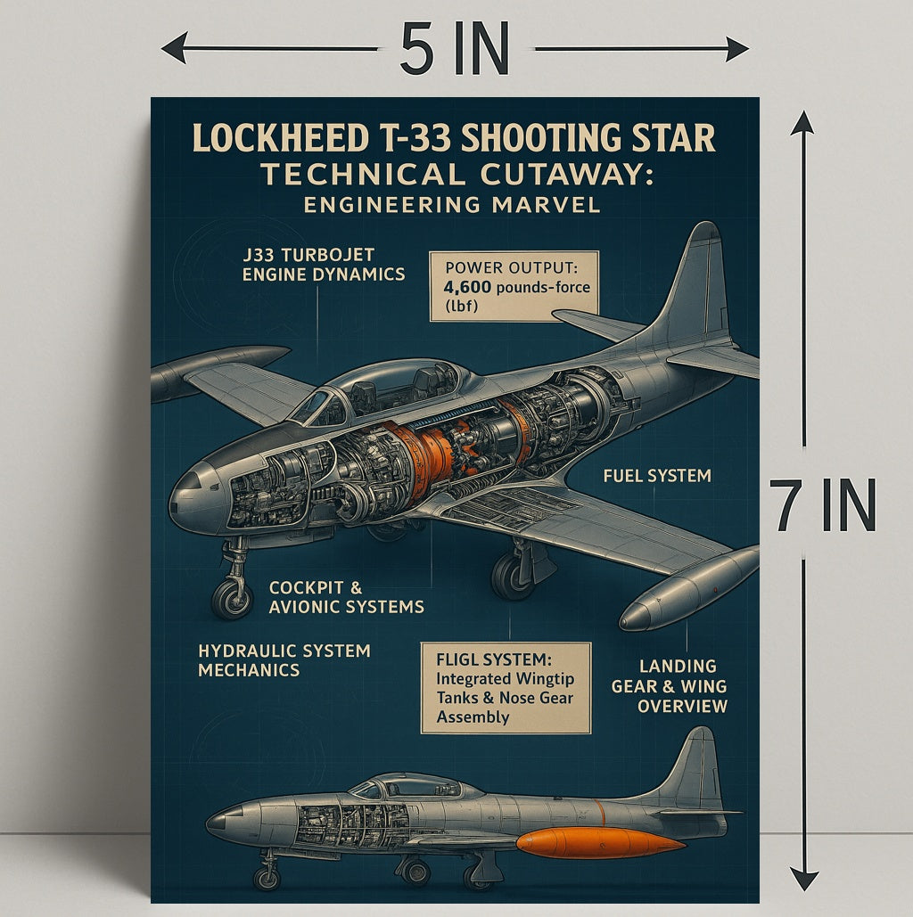 Lockheed T-33 Shooting Star Technical Cutaway Poster PosterGoat