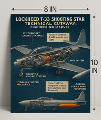 Lockheed T-33 Shooting Star Technical Cutaway Poster PosterGoat