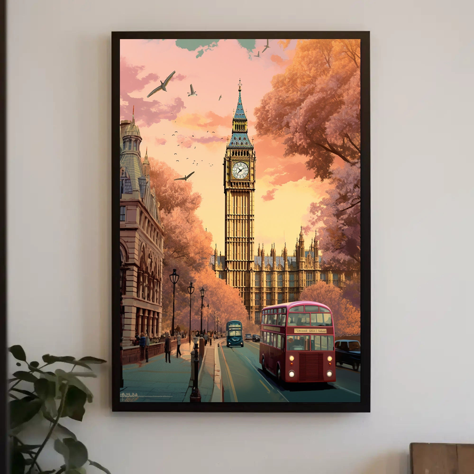 London Big Ben Sunset Scene Urban or Cityscape Poster PosterGoat