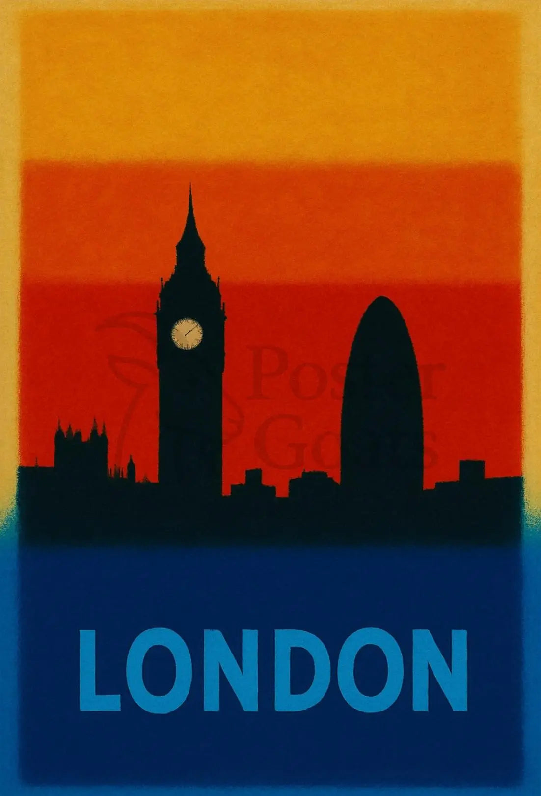 London Skyline Silhouette Modern Travel Poster PosterGoat