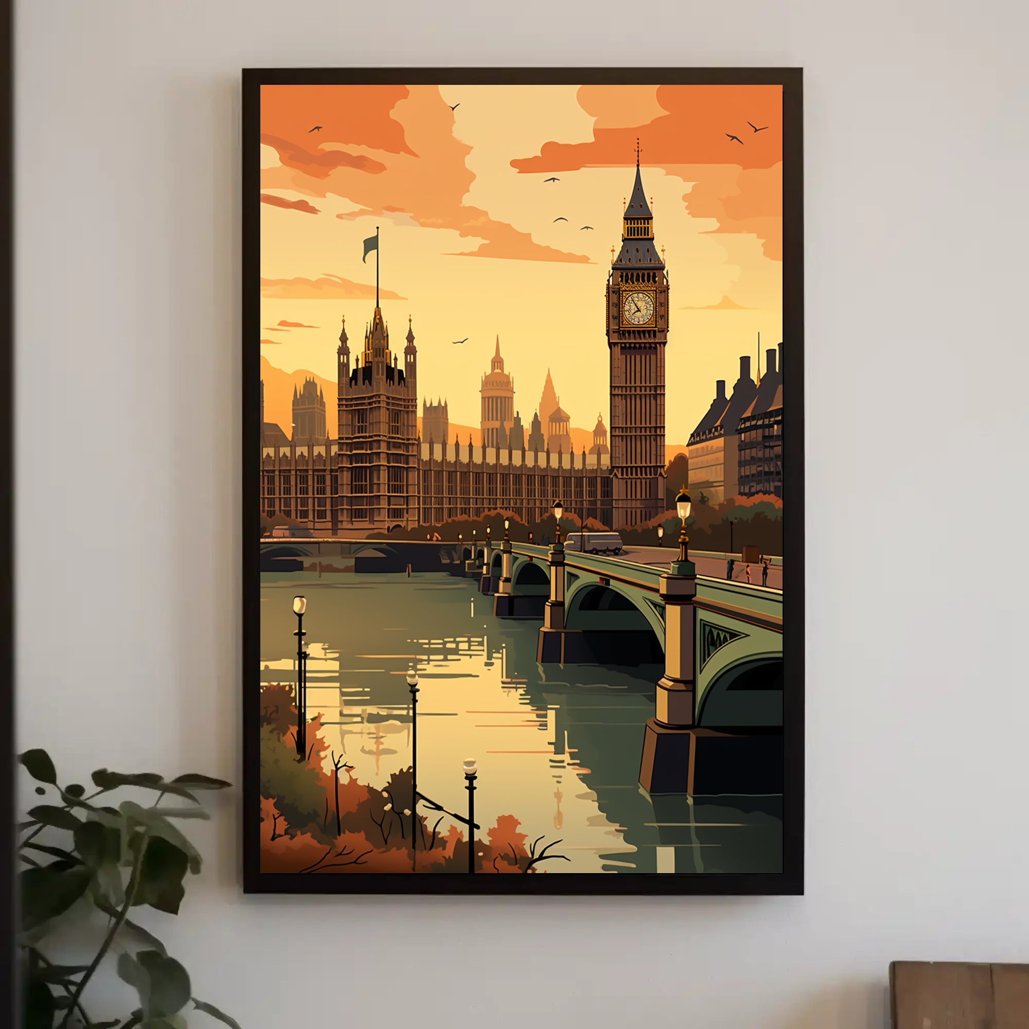 London Sunset Big Ben Urban Cityscape Poster PosterGoat