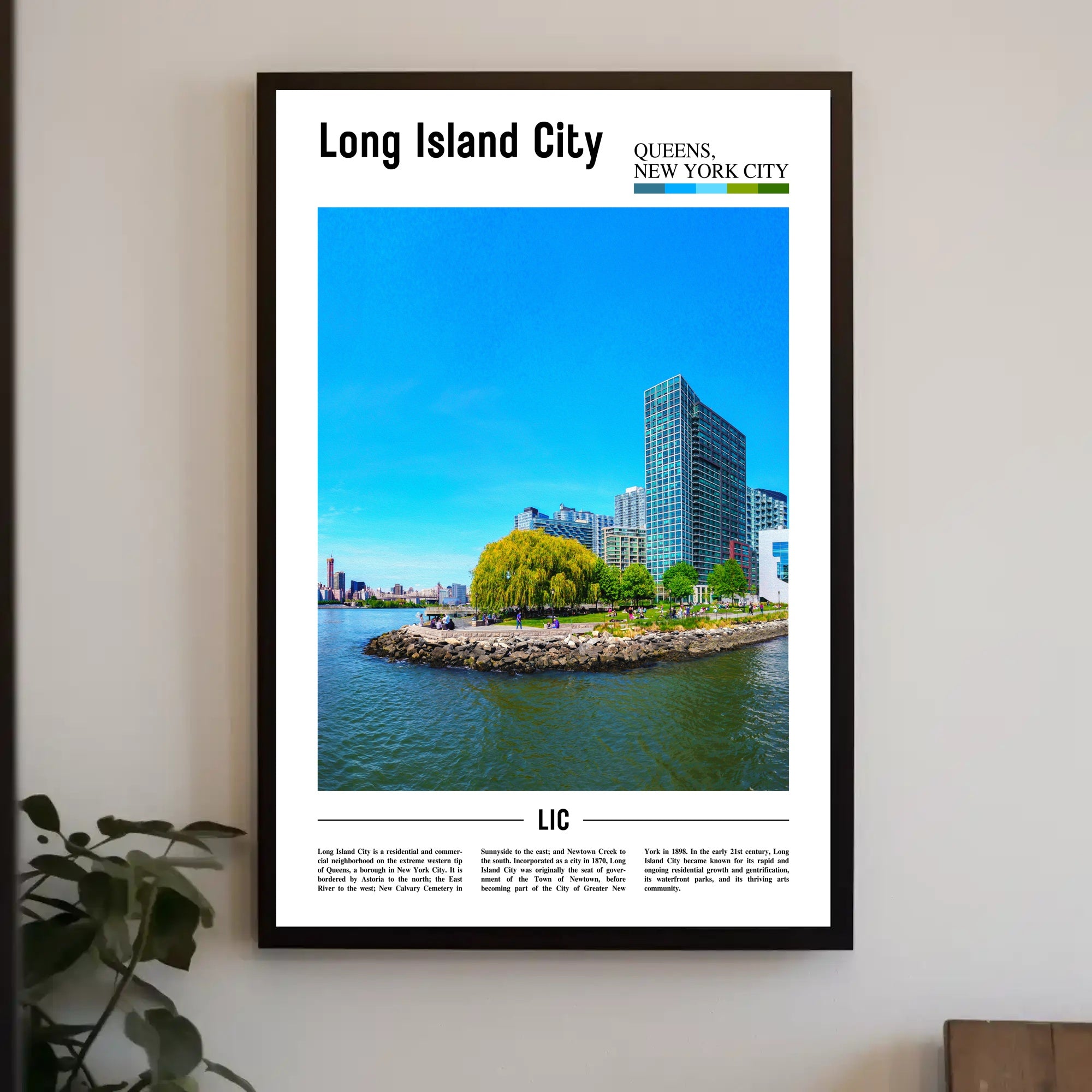 Long Island City Waterfront View Travel Poster PosterGoat