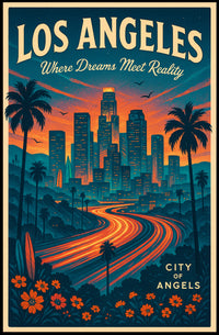 Los Angeles City of Angels Vintage Poster PosterGoat