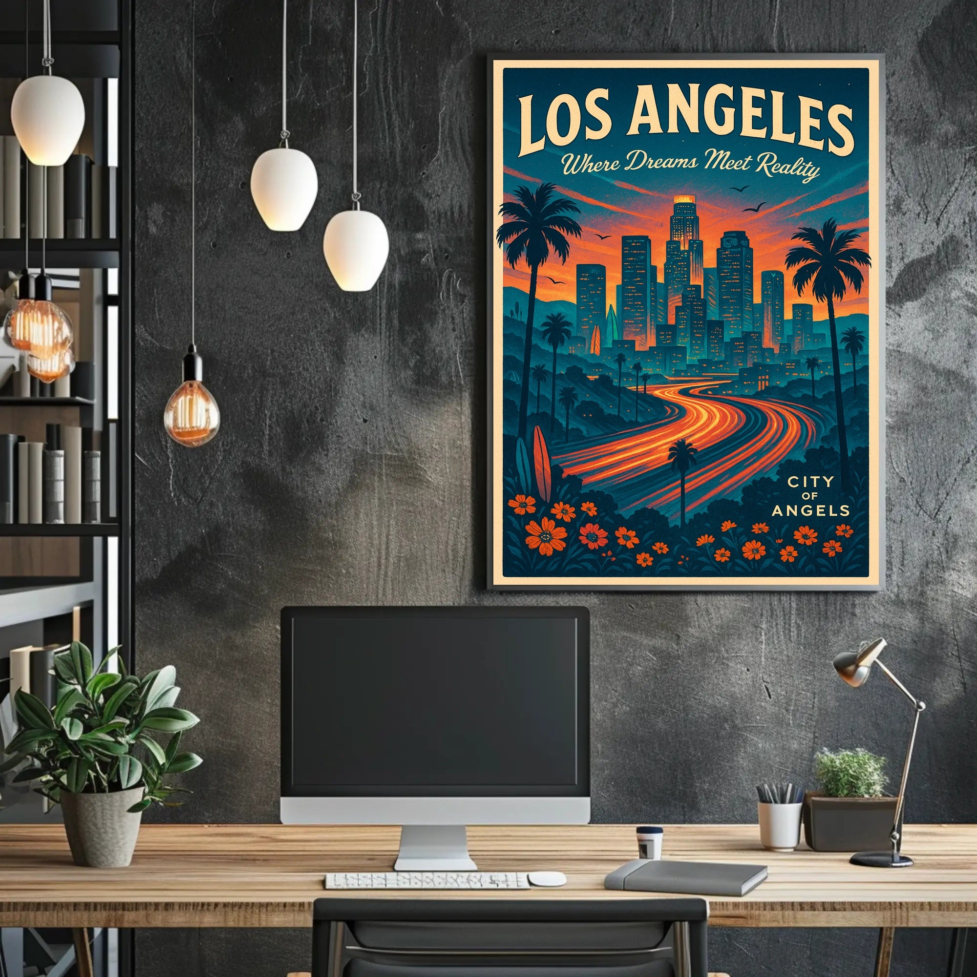 Los Angeles City of Angels Vintage Poster PosterGoat