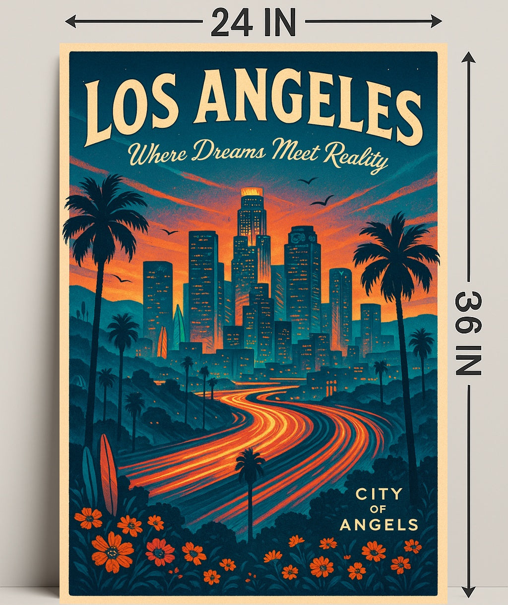 Los Angeles City of Angels Vintage Poster PosterGoat