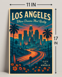 Los Angeles City of Angels Vintage Poster PosterGoat