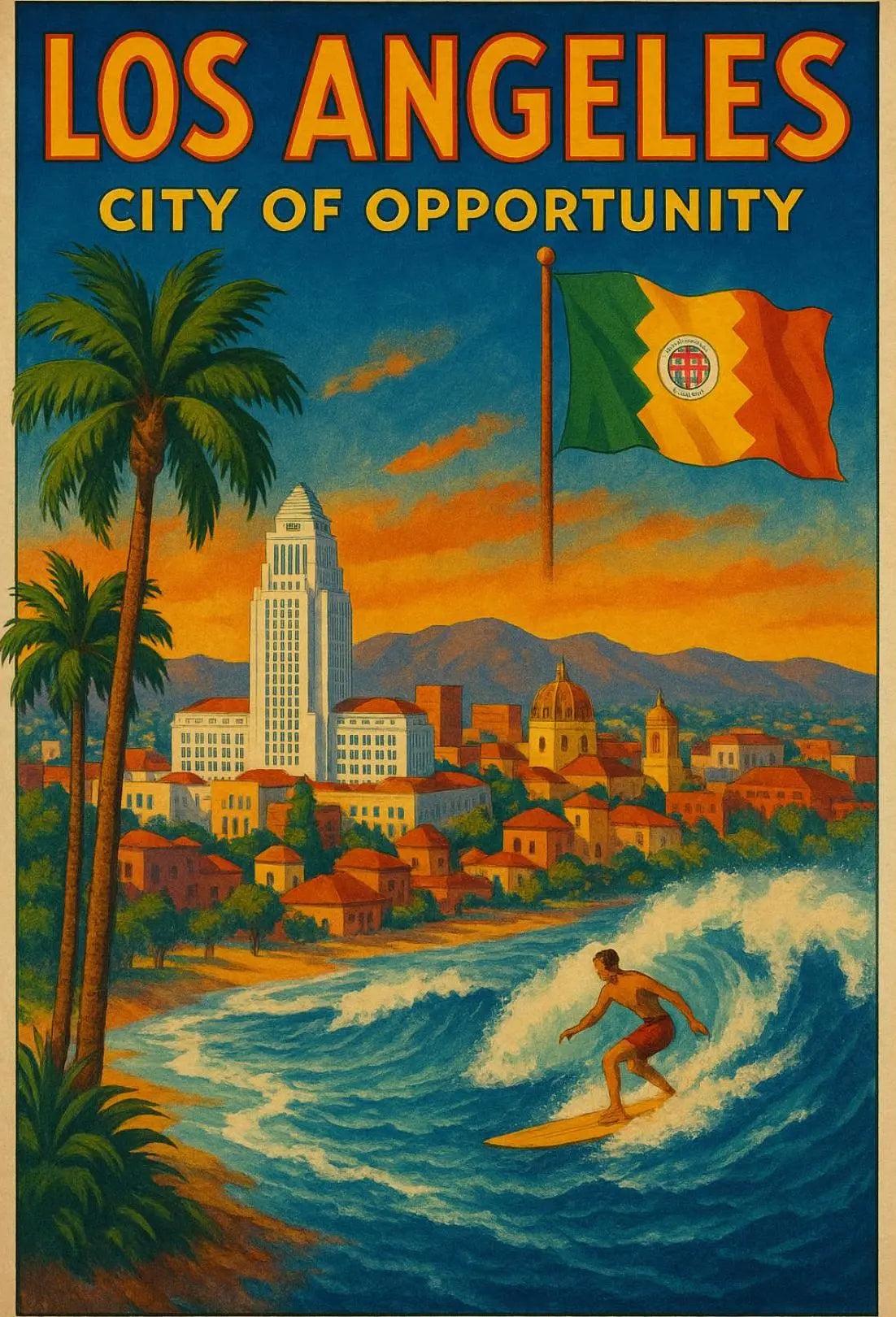 Los Angeles City of Opportunity Travel Poster PosterGoat