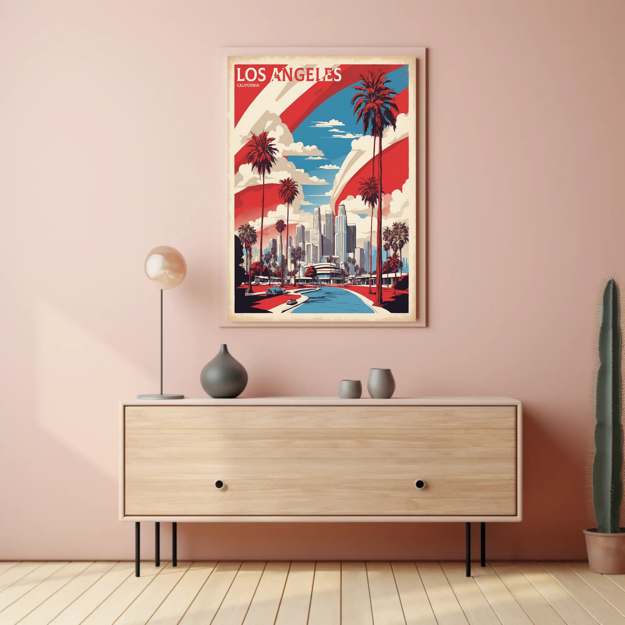Los Angeles Retro-Modern Urban Cityscape Travel Poster PosterGoat