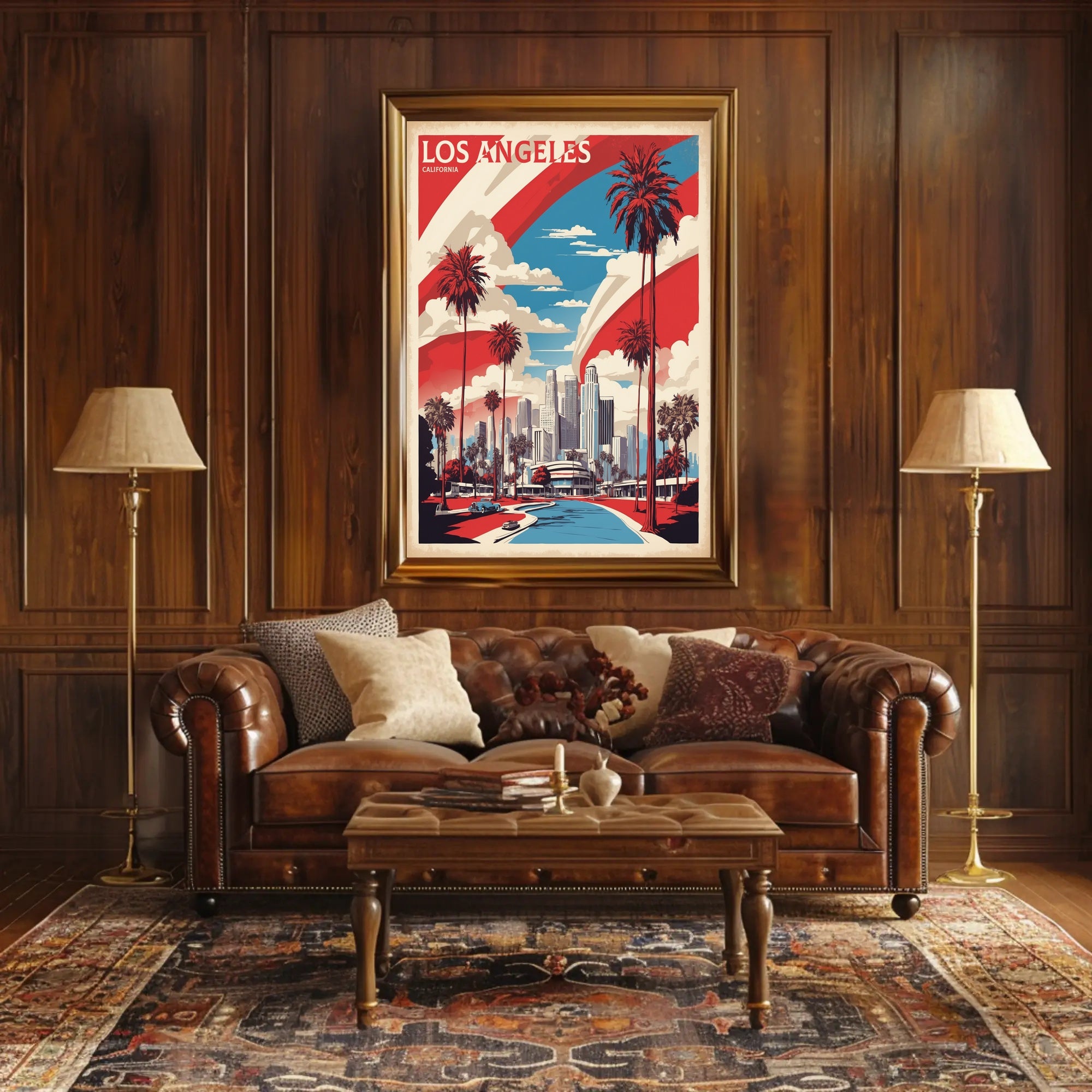 Los Angeles Retro-Modern Urban Cityscape Travel Poster PosterGoat