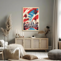 Los Angeles Retro-Modern Urban Cityscape Travel Poster PosterGoat