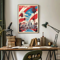 Los Angeles Retro-Modern Urban Cityscape Travel Poster PosterGoat
