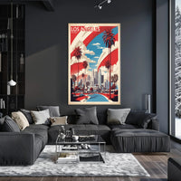 Los Angeles Retro-Modern Urban Cityscape Travel Poster PosterGoat