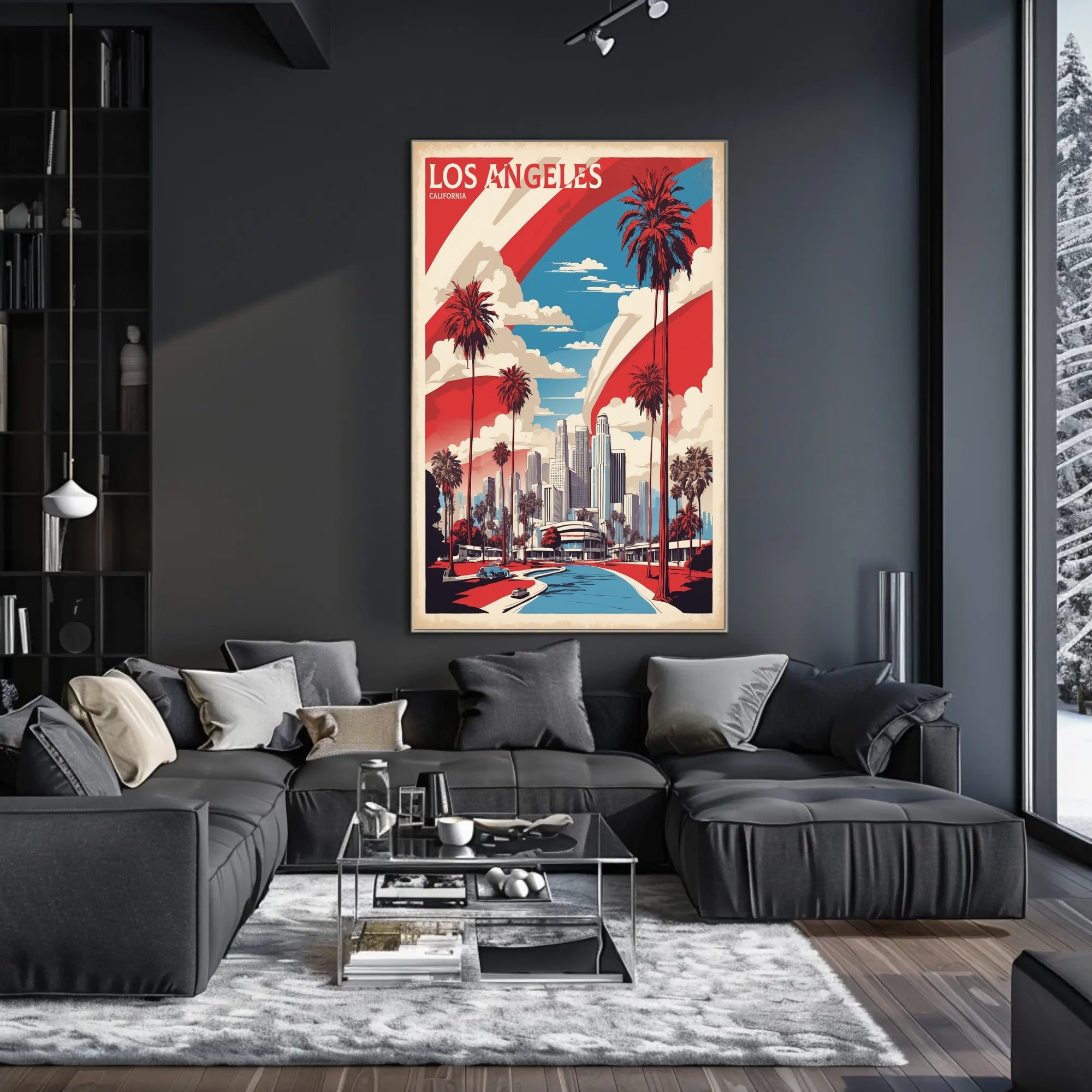 Los Angeles Retro-Modern Urban Cityscape Travel Poster PosterGoat