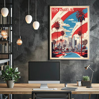 Los Angeles Retro-Modern Urban Cityscape Travel Poster PosterGoat