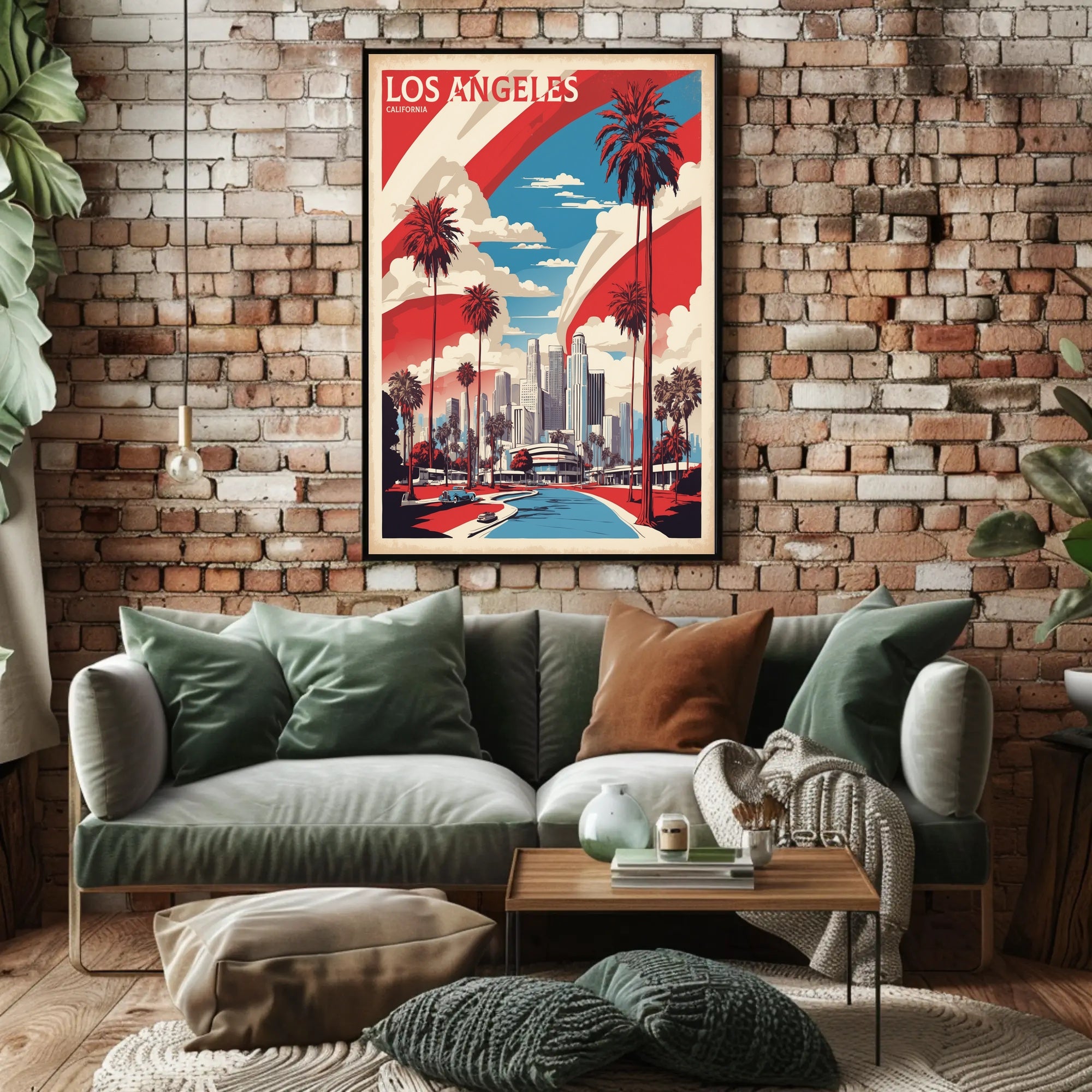 Los Angeles Retro-Modern Urban Cityscape Travel Poster PosterGoat