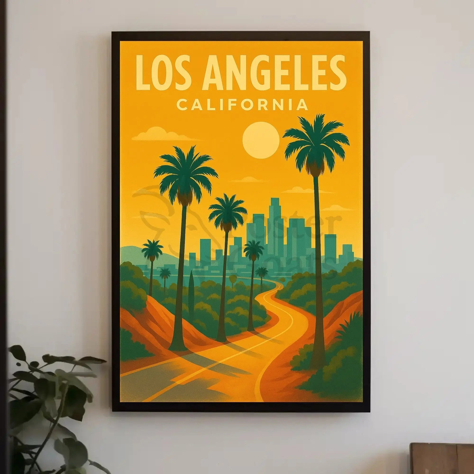 Los Angeles Skyline Vintage Travel Poster PosterGoat