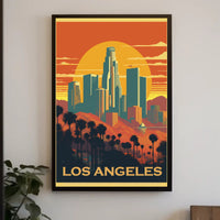 Los Angeles Sunset Adventure Travel Poster PosterGoat