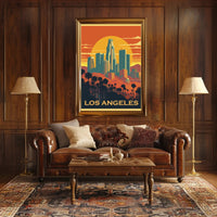 Los Angeles Sunset Adventure Travel Poster PosterGoat
