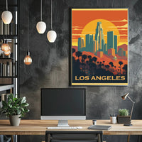 Los Angeles Sunset Adventure Travel Poster PosterGoat