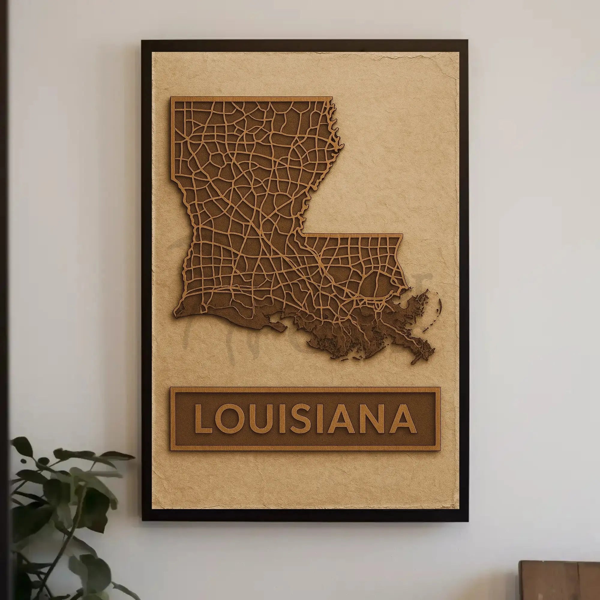Louisiana Map Vintage Design Travel Poster PosterGoat