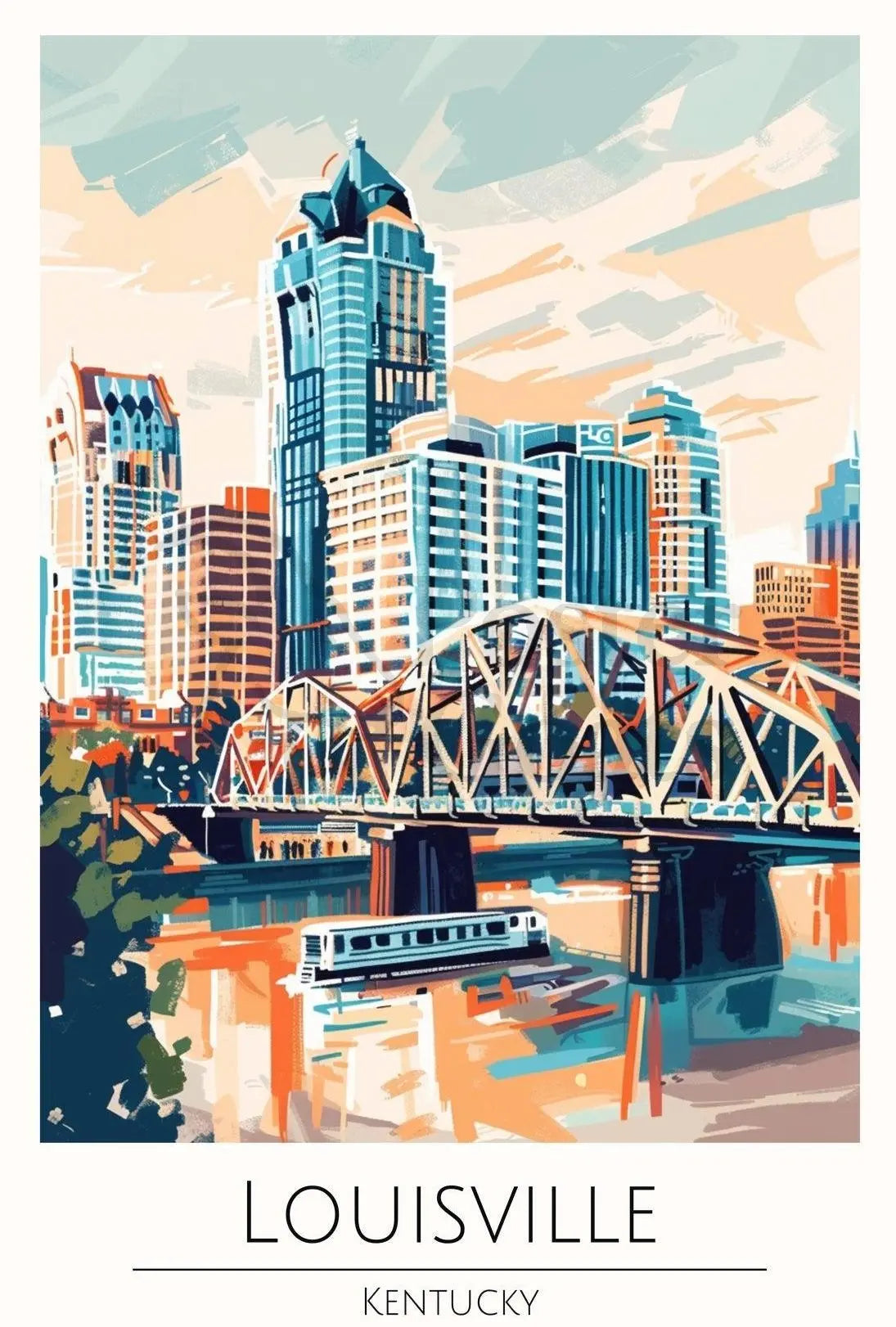 Louisville Cityscape Travel Poster PosterGoat