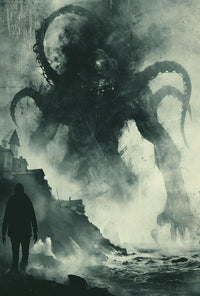 Lovecraftian Horror Coastal Scene Art Poster PosterGoat