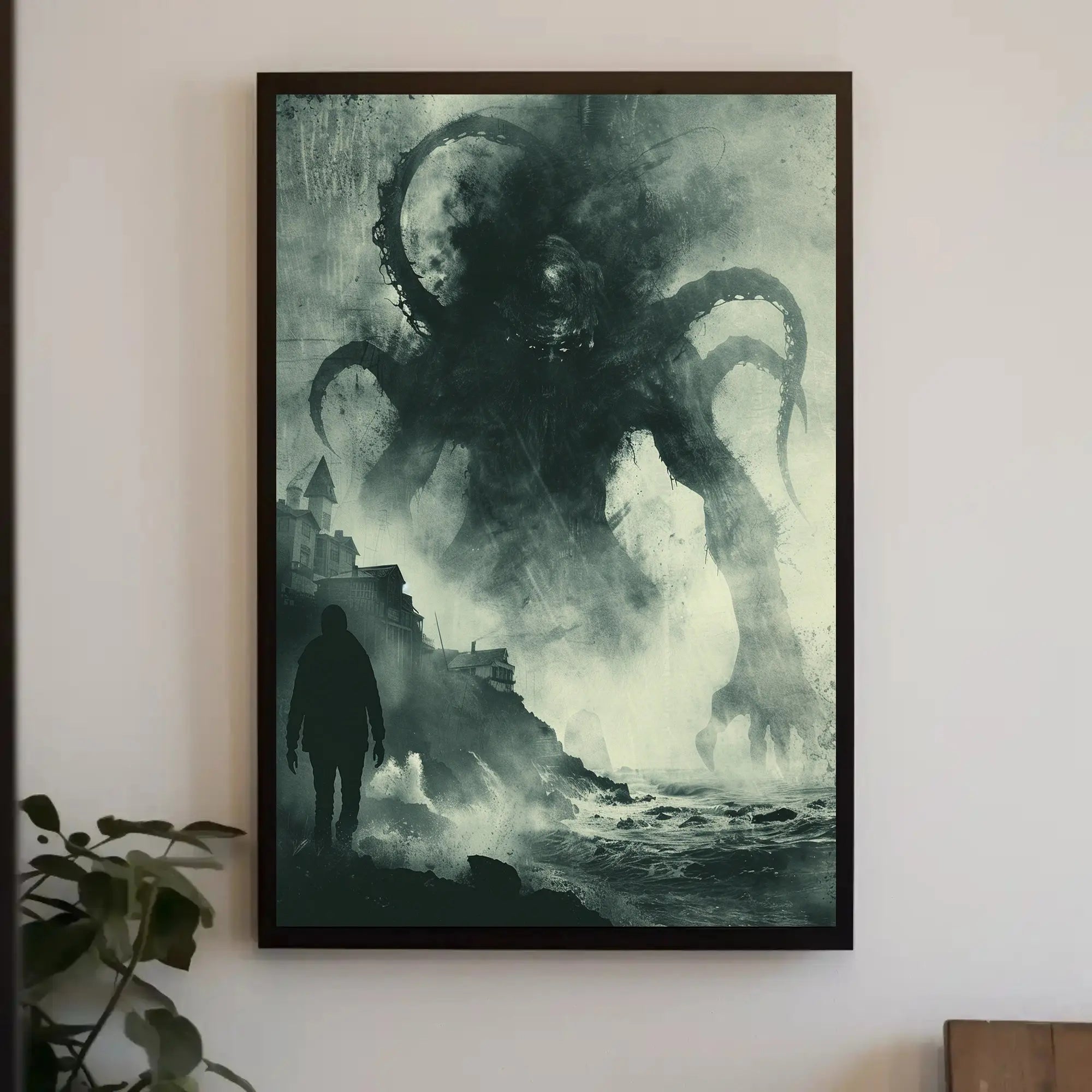 Lovecraftian Horror Coastal Scene Art Poster PosterGoat
