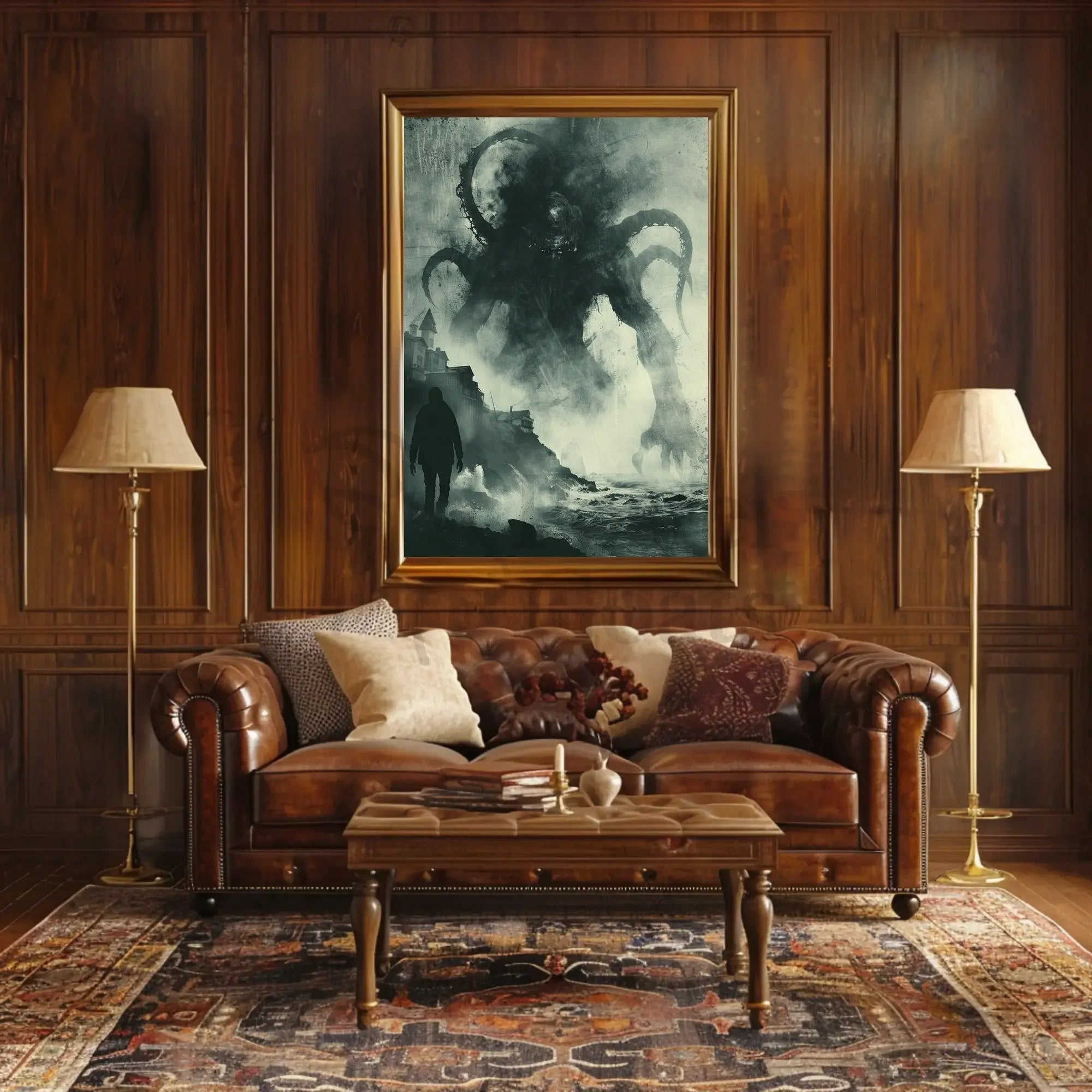 Lovecraftian Horror Coastal Scene Art Poster PosterGoat