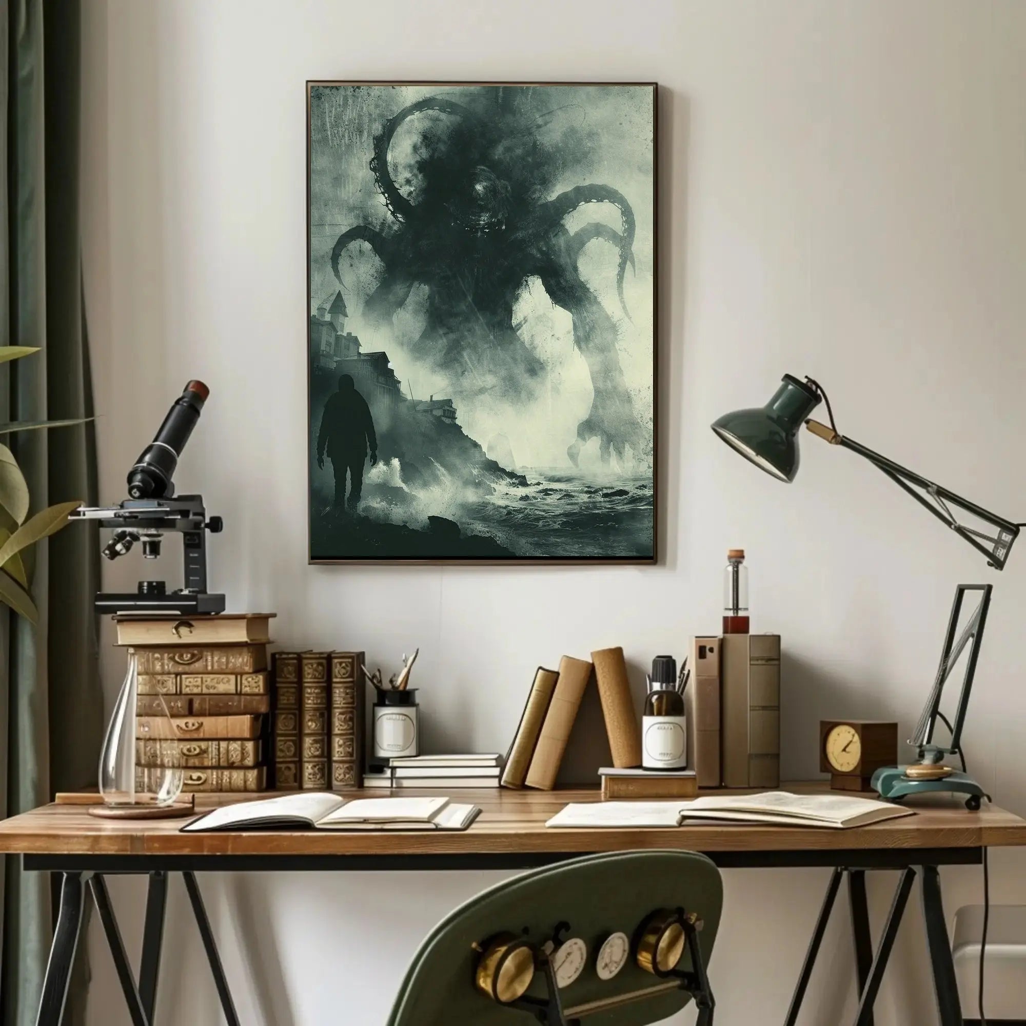 Lovecraftian Horror Coastal Scene Art Poster PosterGoat