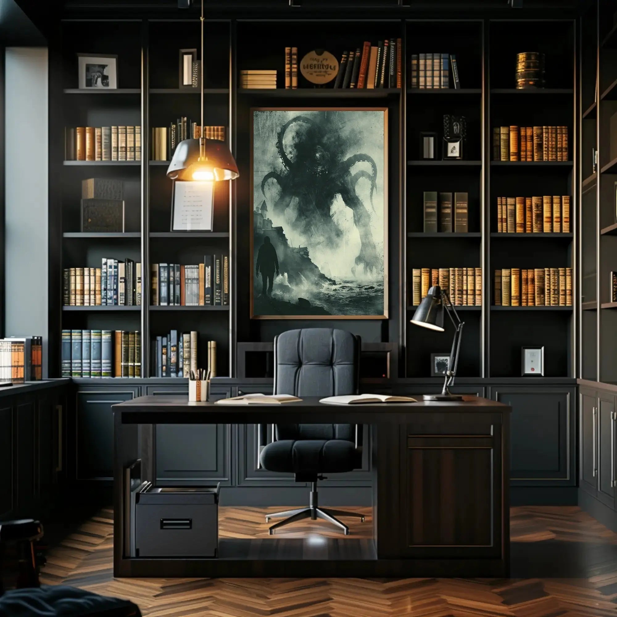 Lovecraftian Horror Coastal Scene Art Poster PosterGoat