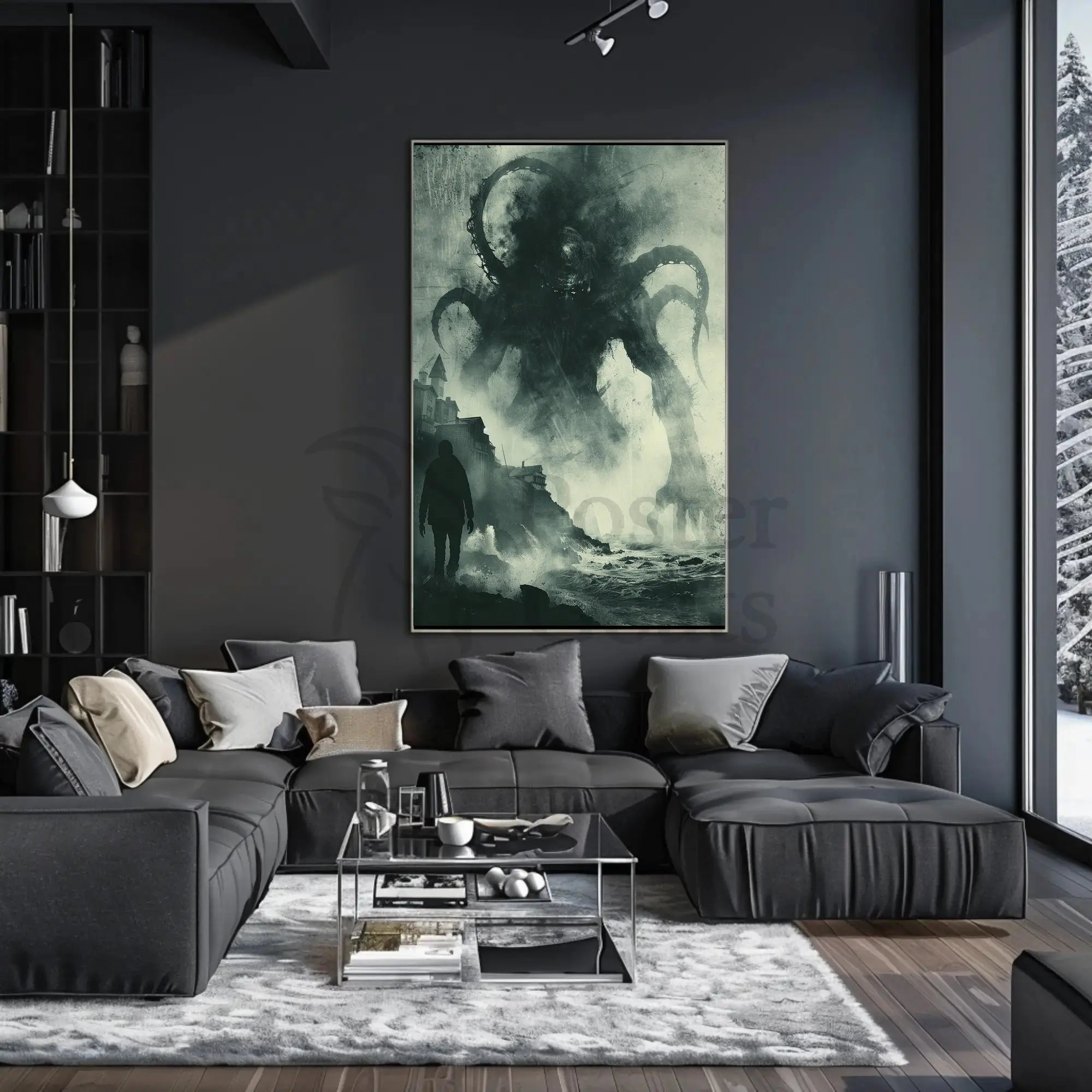 Lovecraftian Horror Coastal Scene Art Poster PosterGoat