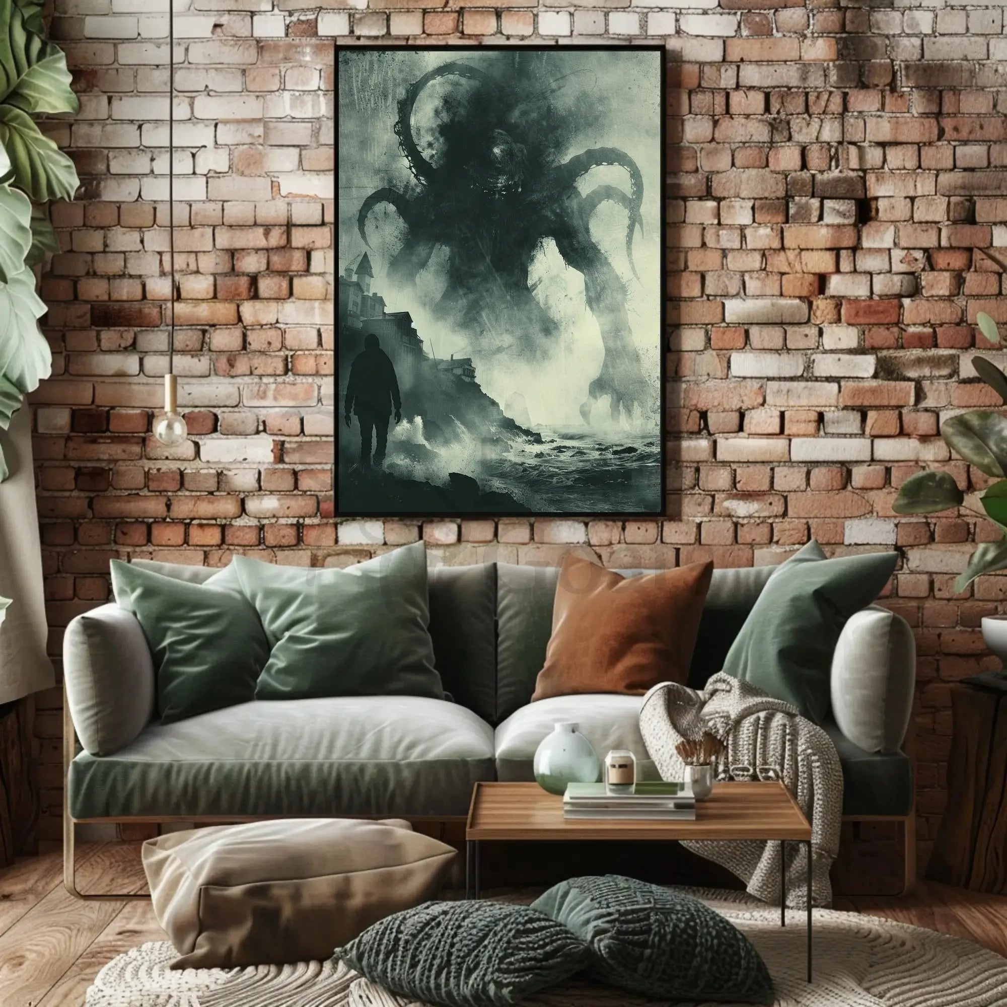 Lovecraftian Horror Coastal Scene Art Poster PosterGoat