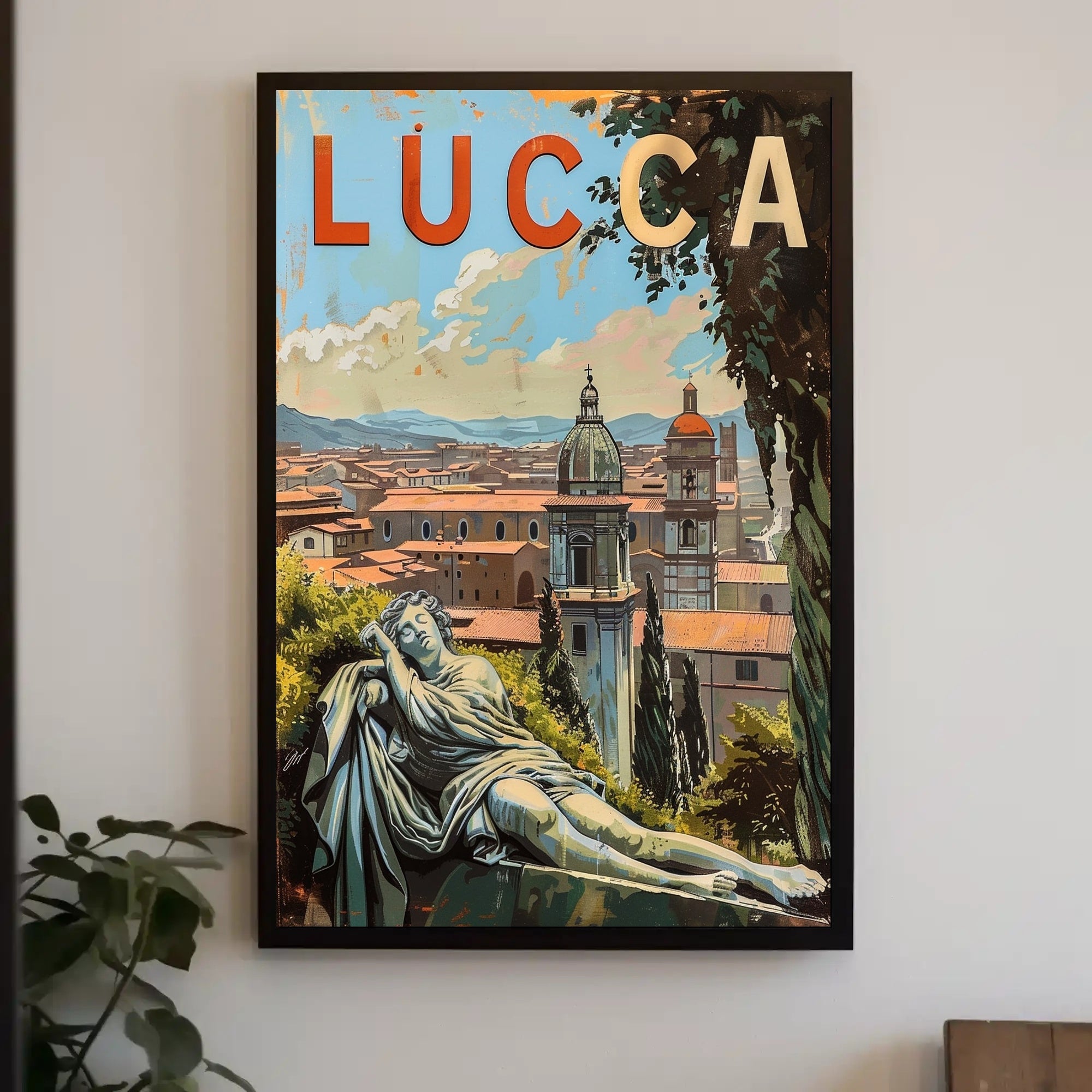 Lucca Travel Poster - Vintage Italian Cityscape Art Print PosterGoat