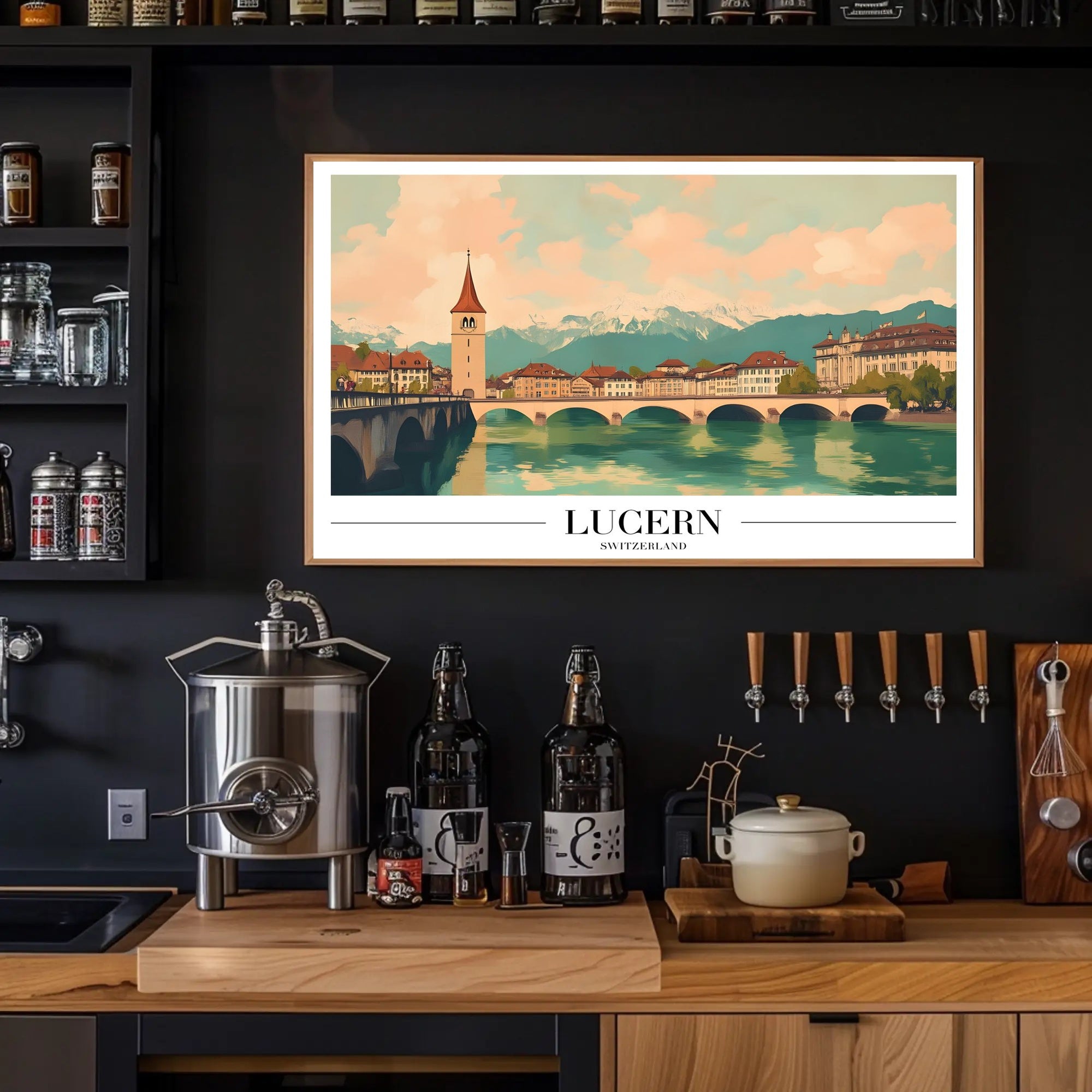 Lucerne Serenity Vintage Travel Poster PosterGoat