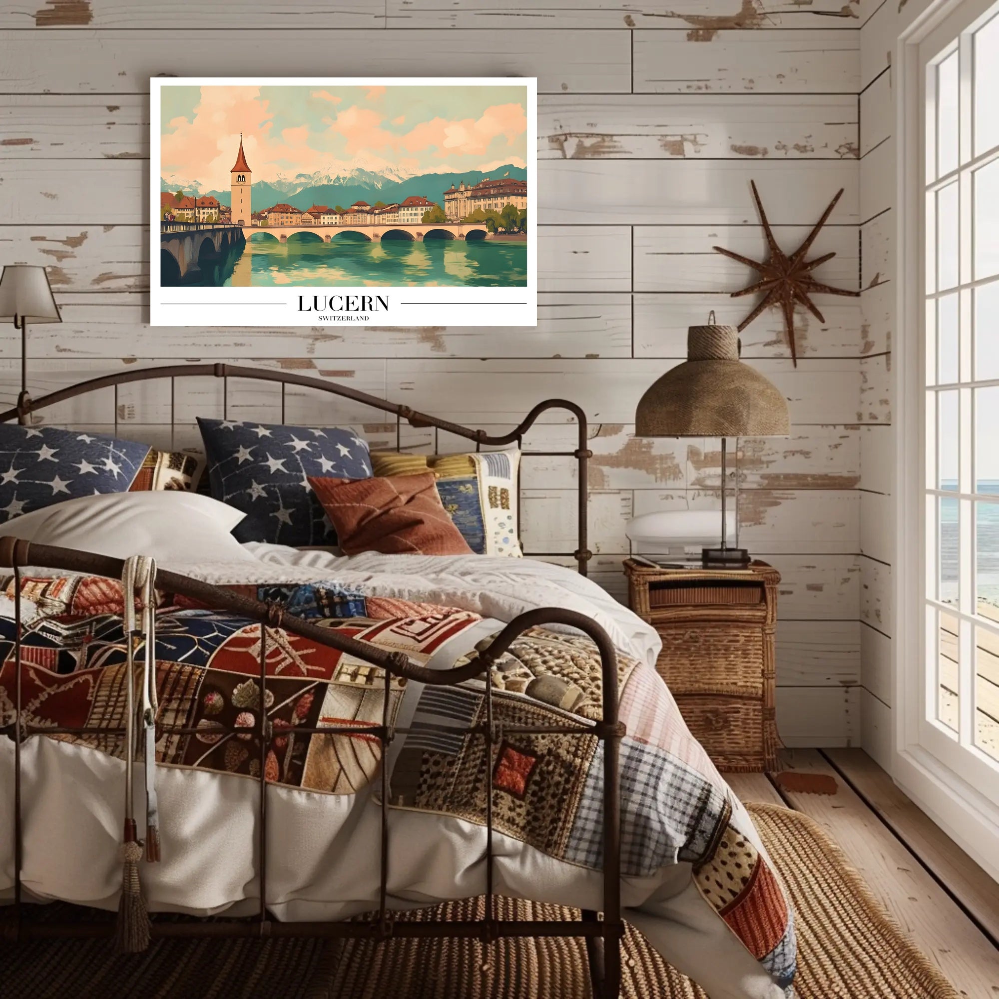 Lucerne Serenity Vintage Travel Poster PosterGoat