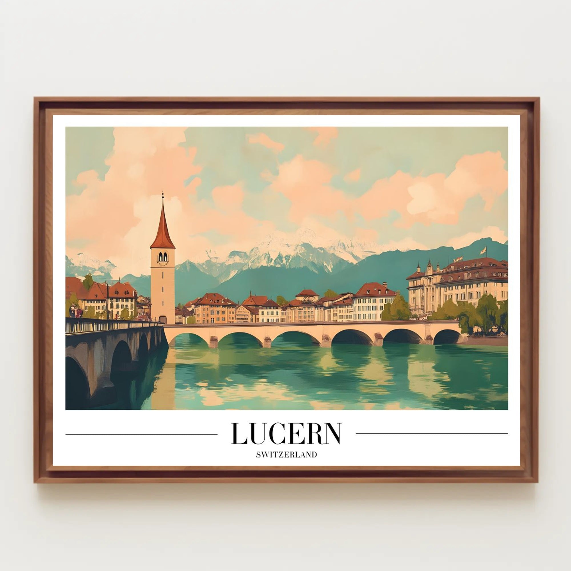 Lucerne Serenity Vintage Travel Poster PosterGoat