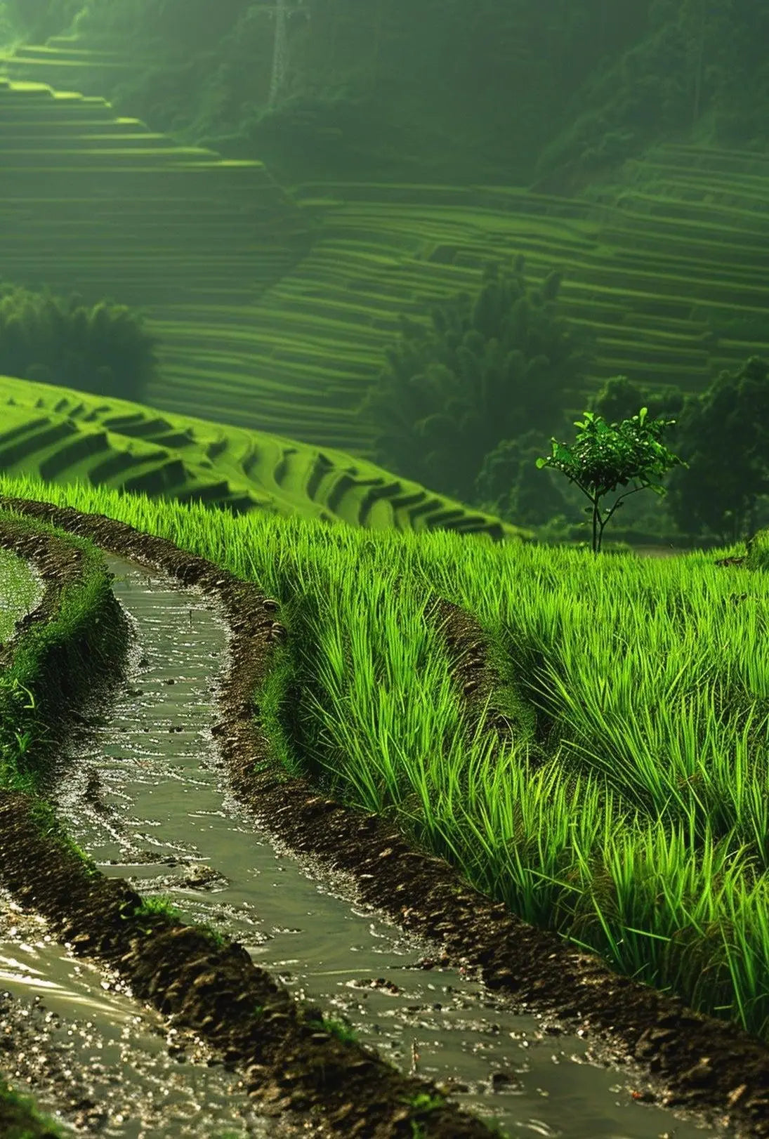 Lush Green Terraced Rice Paddies Cultural Heritage Poster PosterGoat