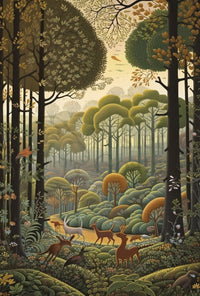 Lush Wilderness Scene with Harmony Animal Poster PosterGoat