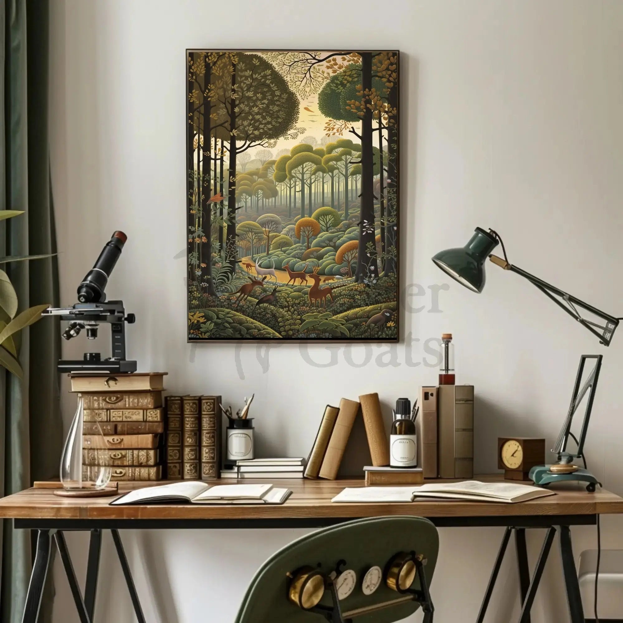 Lush Wilderness Scene with Harmony Animal Poster PosterGoat