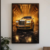 Luxurious Golden Rolls-Royce Abstract Artistic Poster PosterGoat