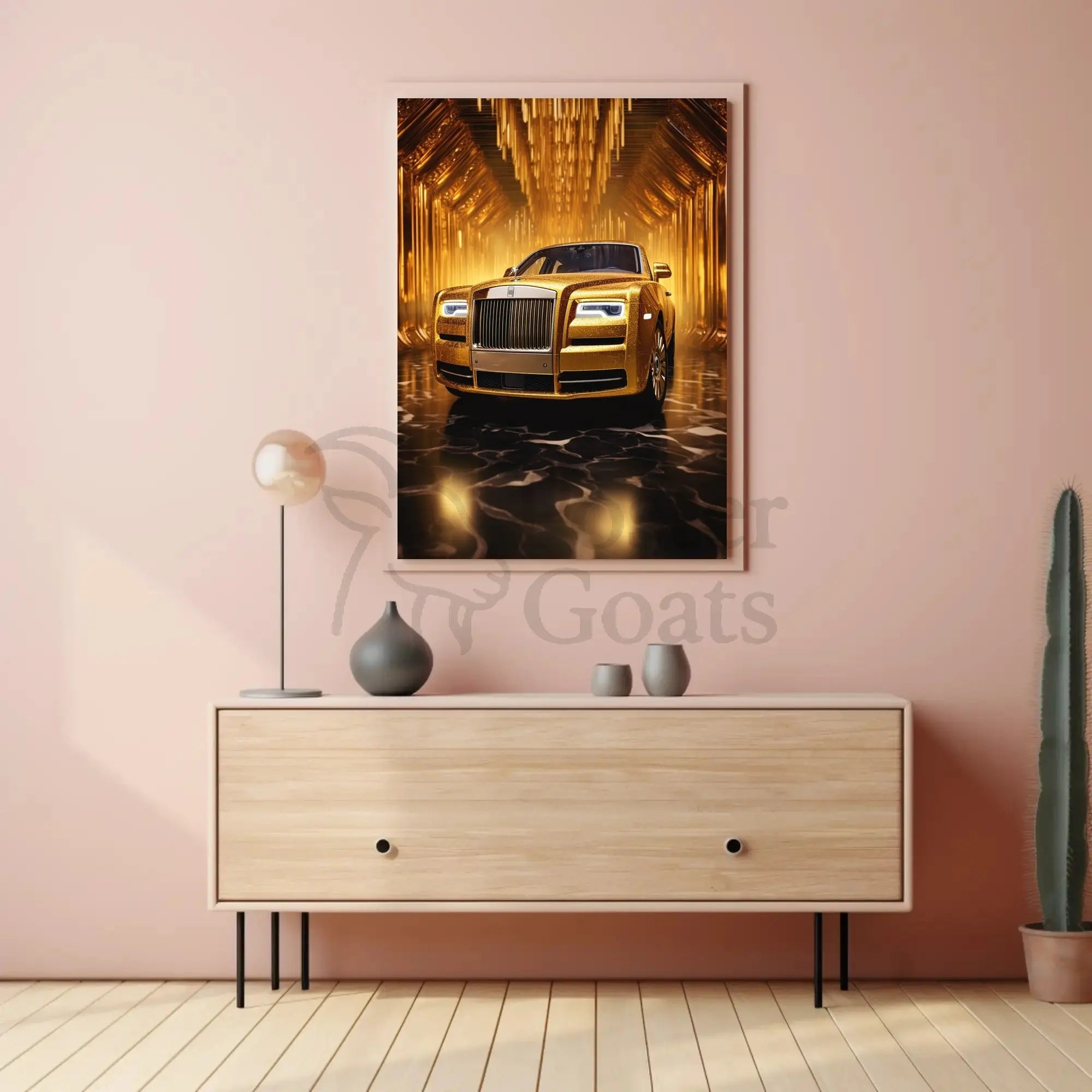 Luxurious Golden Rolls-Royce Abstract Artistic Poster PosterGoat