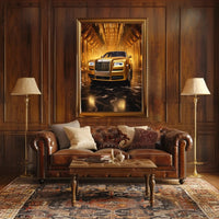 Luxurious Golden Rolls-Royce Abstract Artistic Poster PosterGoat