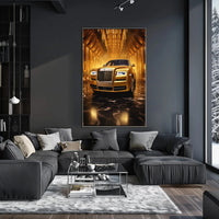 Luxurious Golden Rolls-Royce Abstract Artistic Poster PosterGoat