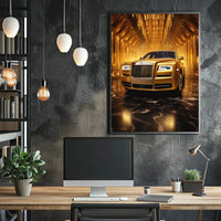 Luxurious Golden Rolls-Royce Abstract Artistic Poster PosterGoat
