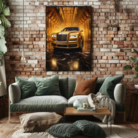 Luxurious Golden Rolls-Royce Abstract Artistic Poster PosterGoat