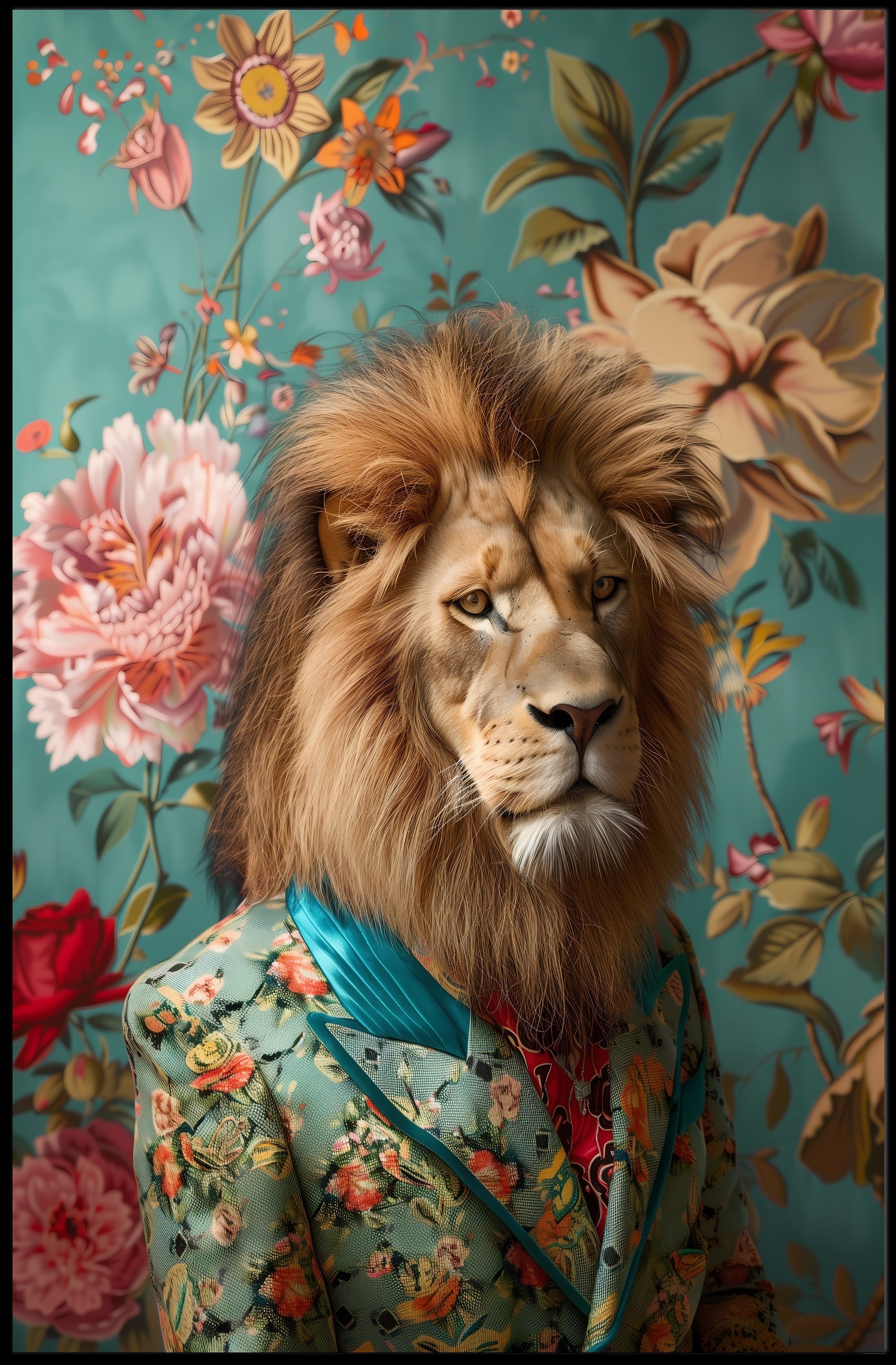 Luxurious Lion in Suit: Fantasy or Mythology Poster PosterGoat